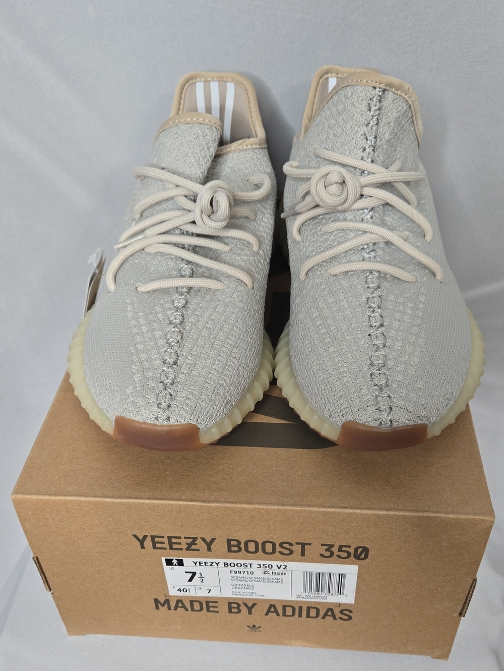 adidas Yeezy Boost 350 V2 Sesame F99710 Light Sandstone/Tan, Men's Size 7.5 US.